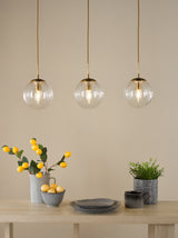 Dar Jocelyn 3 Light Bar Pendant Natural Brass and Glass