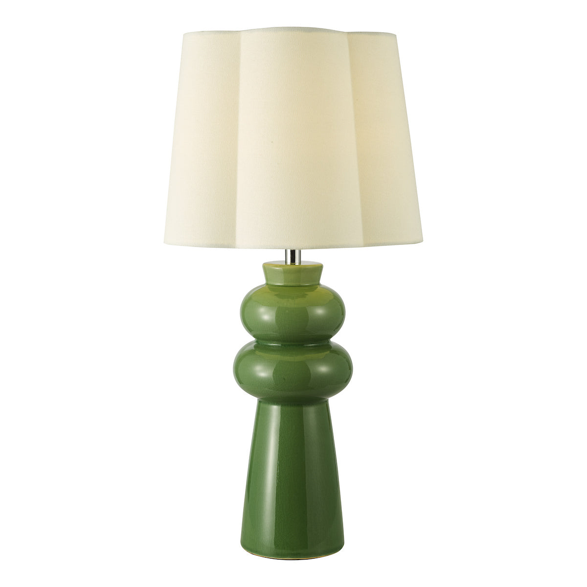 Dar Jordana Table Lamp Green and Polished Chrome With Shade