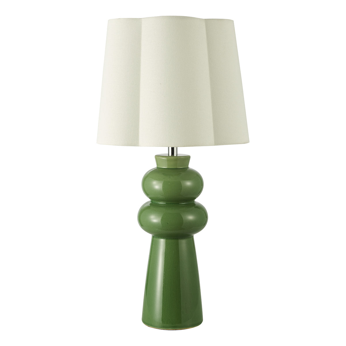 Dar Jordana Table Lamp Green and Polished Chrome With Shade