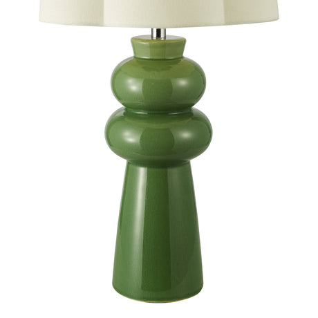 Dar Jordana Table Lamp Green and Polished Chrome With Shade