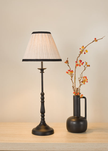 Dar Judy Table Lamp Satin Black With Shade