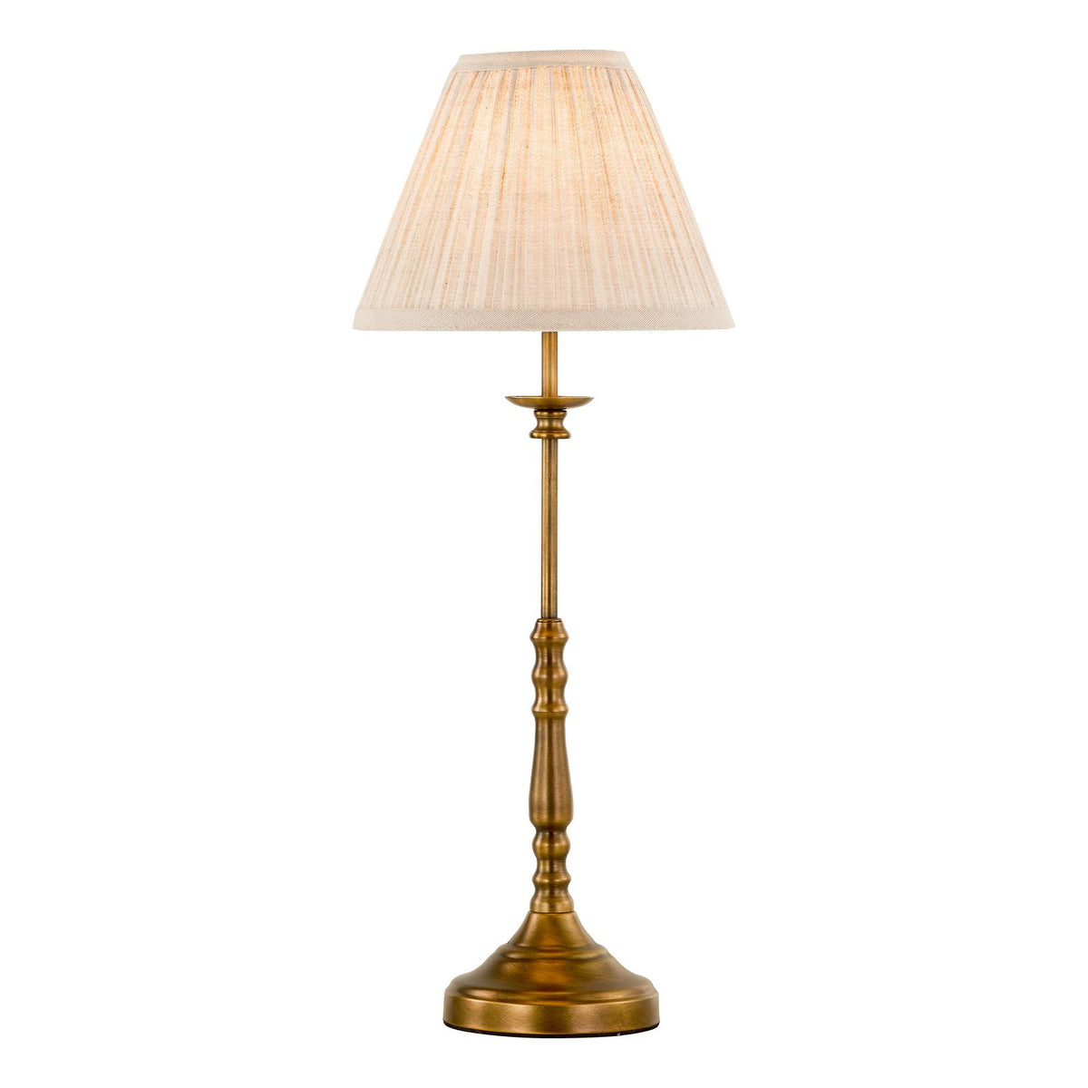 Dar Judy Table Lamp Antique Bronze With Pleated Linen Shade