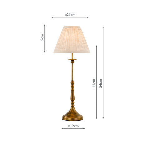 Dar Judy Table Lamp Antique Bronze With Pleated Linen Shade