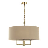 Dar Jamelia 3 Light Pendant Chandelier Antique Brass Taupe Shade –  from Amos Lighting + Home