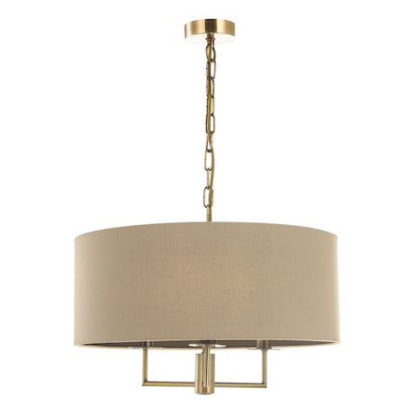 Dar Jamelia 3 Light Pendant Chandelier Antique Brass Taupe Shade –  from Amos Lighting + Home