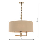 Dar Jamelia 3 Light Pendant Chandelier Antique Brass Taupe Shade –  from Amos Lighting + Home