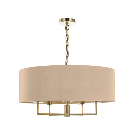 Dar Jamelia 5 Light Pendant Chandelier Antique Brass Taupe Shade –  from Amos Lighting + Home