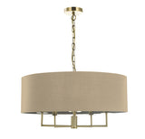 Dar Jamelia 5 Light Pendant Chandelier Antique Brass Taupe Shade –  from Amos Lighting + Home