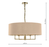 Dar Jamelia 5 Light Pendant Chandelier Antique Brass Taupe Shade –  from Amos Lighting + Home