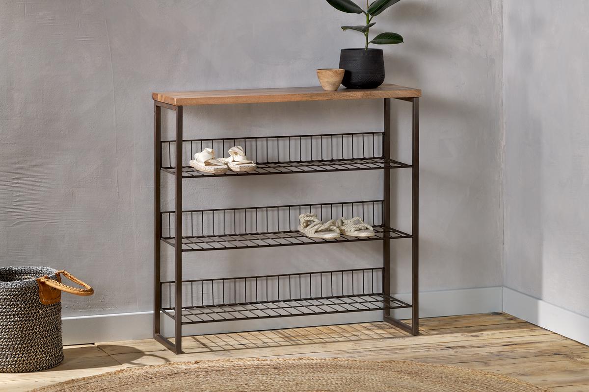 Nkuku Kiyoma Iron & Wood Tall Standing Shelves