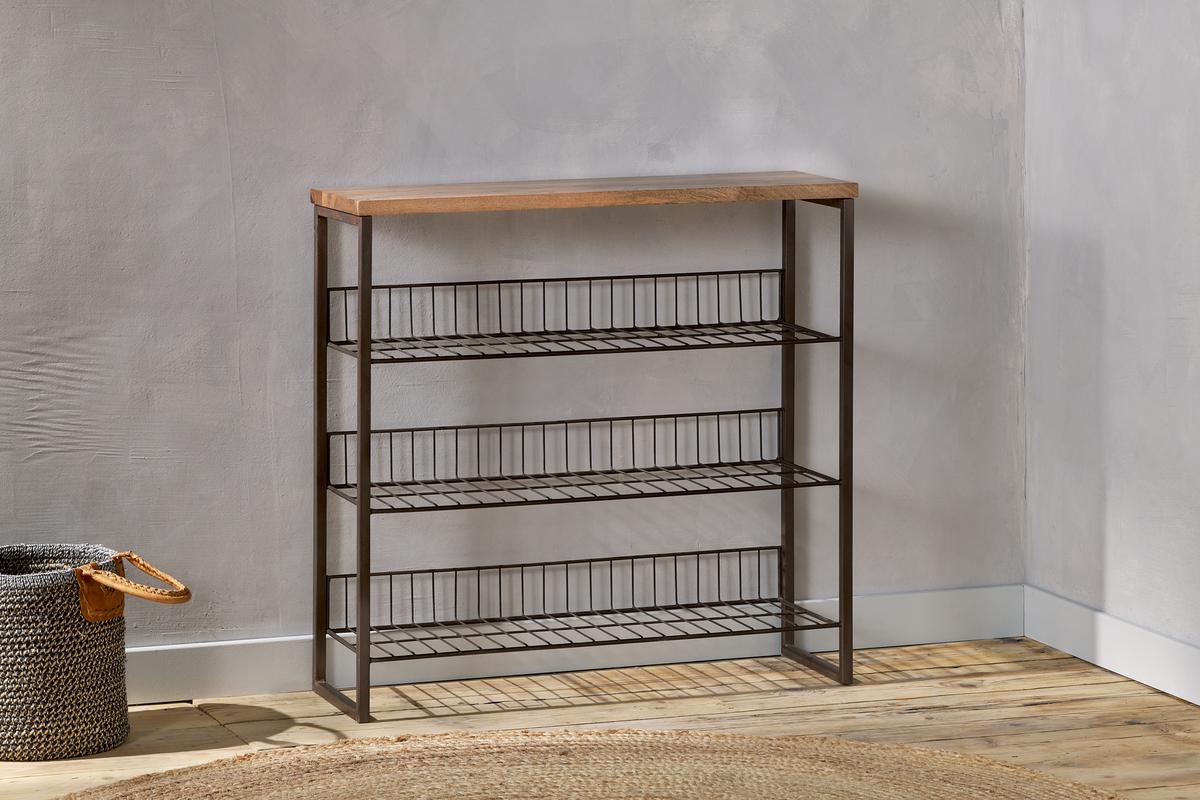 Nkuku Kiyoma Iron & Wood Tall Standing Shelves – Amos Lighting + Home