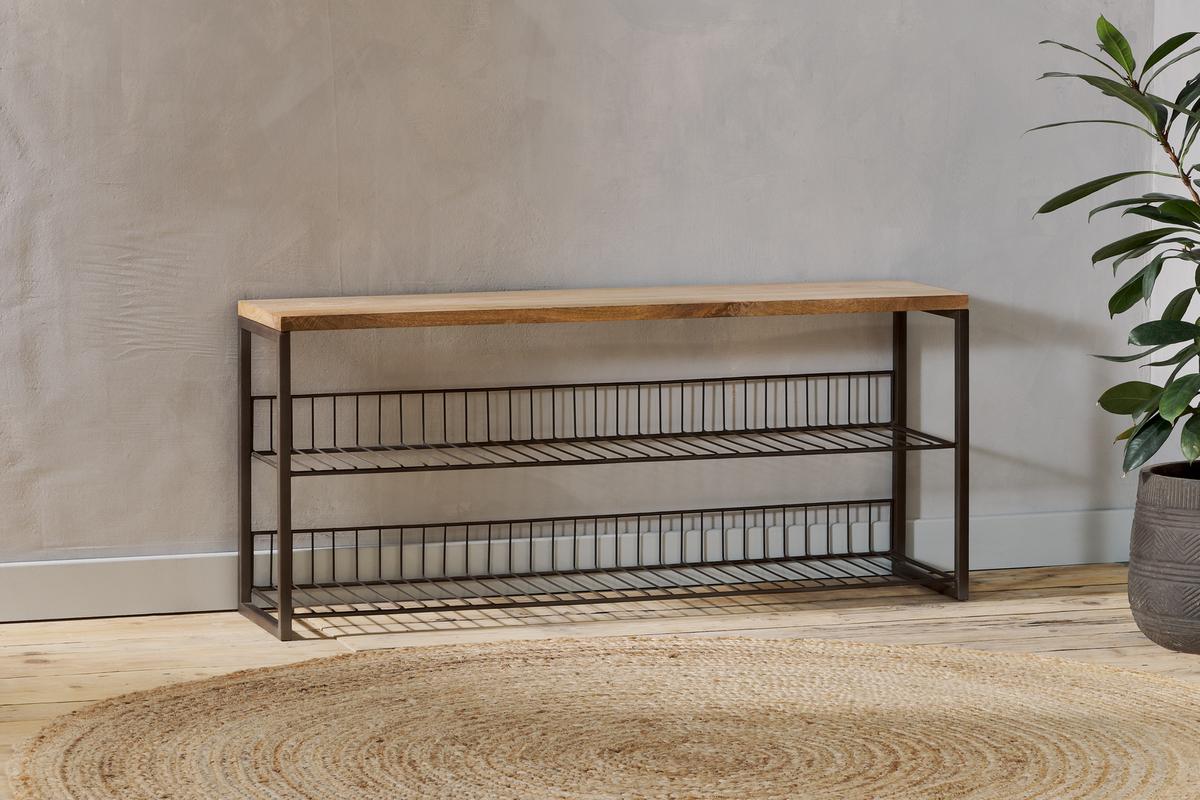 Nkuku Kiyoma Iron & Wood Low Standing Shelves – Amos Lighting + Home