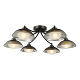 Dar Kadience 6 Light Semi-Flush Satin Black and Smoked Glass