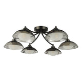 Dar Kadience 6 Light Semi-Flush Satin Black and Smoked Glass