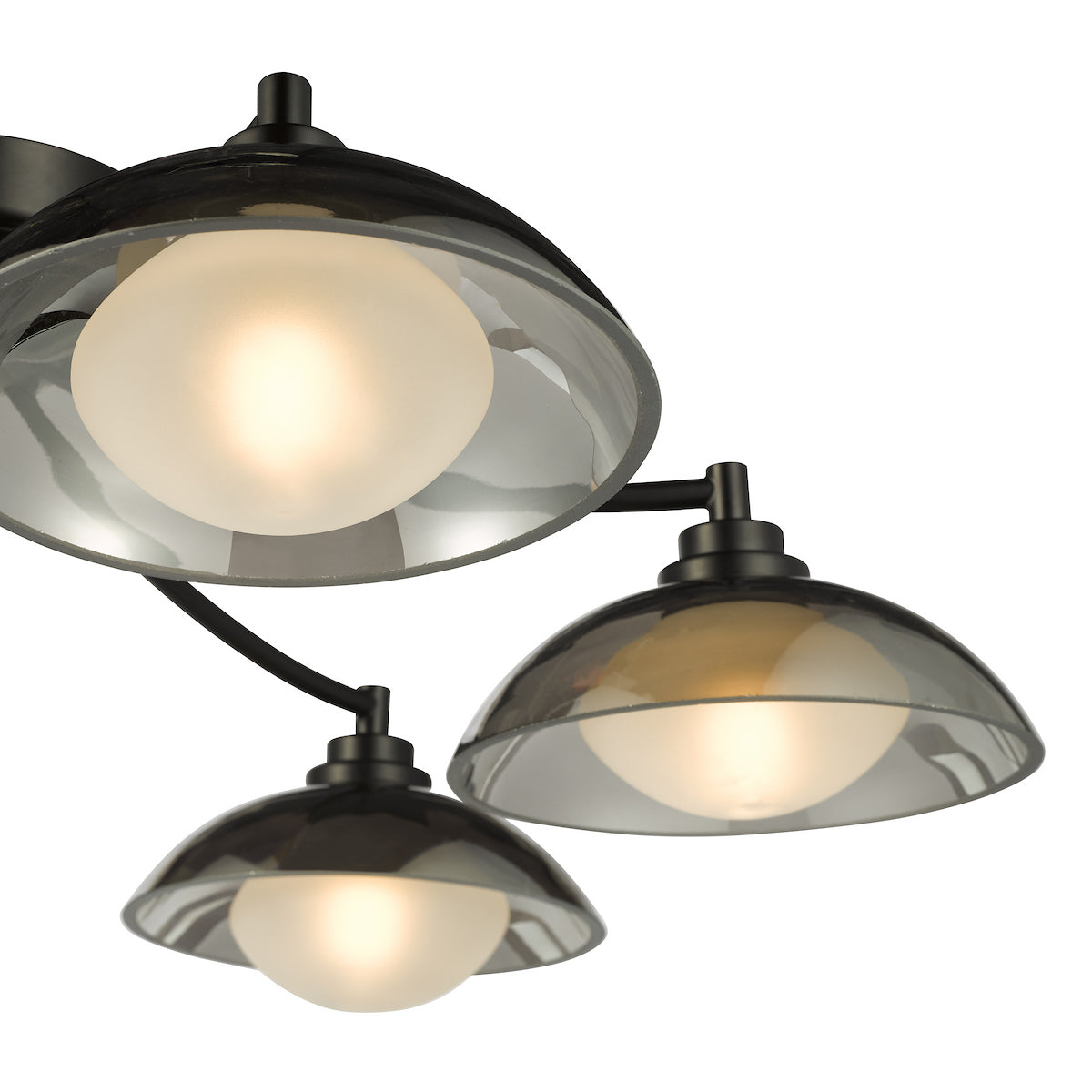 Dar Kadience 6 Light Semi-Flush Satin Black and Smoked Glass