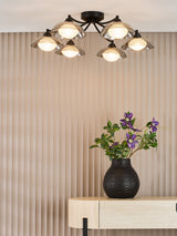 Dar Kadience 6 Light Semi-Flush Satin Black and Smoked Glass