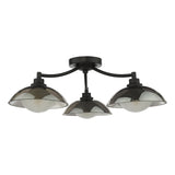 Dar Kadience 3 Light Semi-Flush Satin Black and Smoked Glass