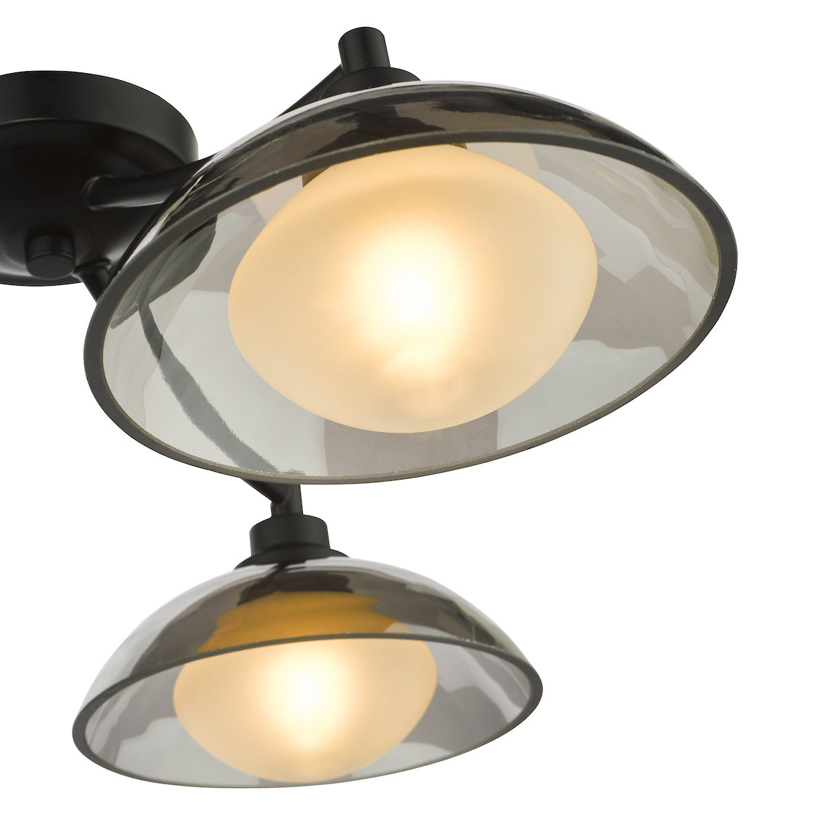 Dar Kadience 3 Light Semi-Flush Satin Black and Smoked Glass