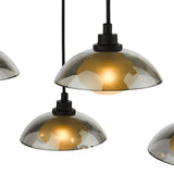 Dar Kadience 6 Light Bar Pendant Satin Black and Smoked Glass