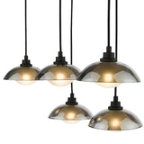 Dar Kadience 6 Light Bar Pendant Satin Black and Smoked Glass
