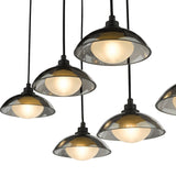 Dar Kadience 6 Light Bar Pendant Satin Black and Smoked Glass