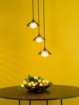 Dar Kadience 3 Light Cluster Pendant Satin Black and Smoked Glass