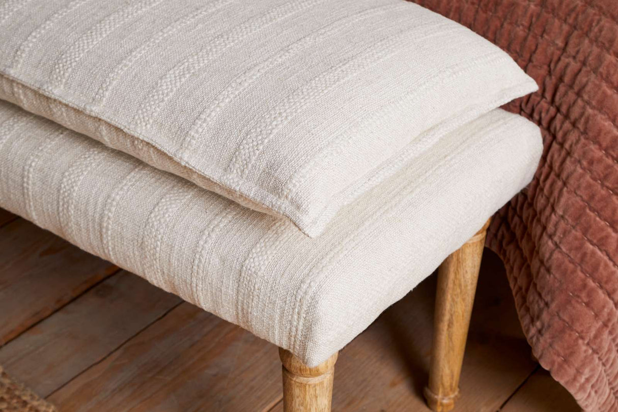 Nkuku Kiana Cotton Upholstered Bench Natural