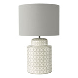 Dar Kedron Table Lamp Grey and Satin Chrome With Shade
