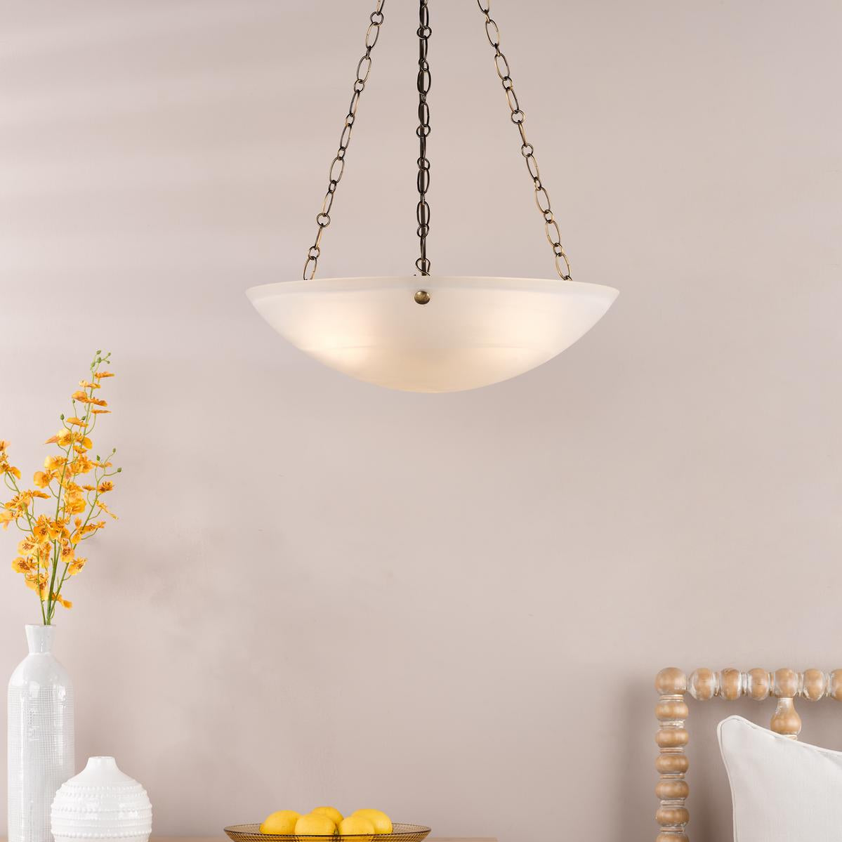 Dar Keita 3 Light Pendant Antique Bronze and Alabaster Glass
