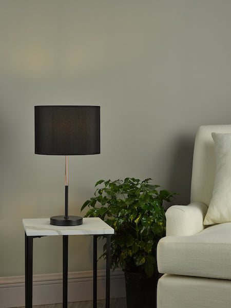 Dar Kelso Table Lamp Matt Black & Polished Copper –  from Amos Lighting + Home