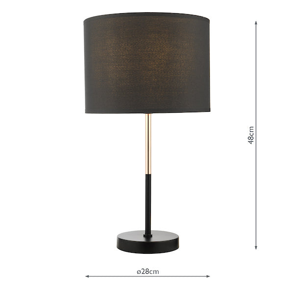 Dar Kelso Table Lamp Matt Black & Polished Copper –  from Amos Lighting + Home