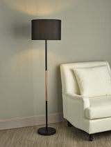 Dar Kelso Floor Lamp Matt Black Polished Copper with Shade –  from Amos Lighting + Home