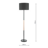 Dar Kelso Floor Lamp Matt Black Polished Copper with Shade –  from Amos Lighting + Home