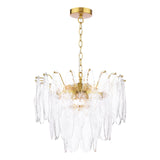 Dar Kimmia 6 Light Pendant Chandelier Natural Brass and Textured Glass