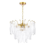 Dar Kimmia 6 Light Pendant Chandelier Natural Brass and Textured Glass