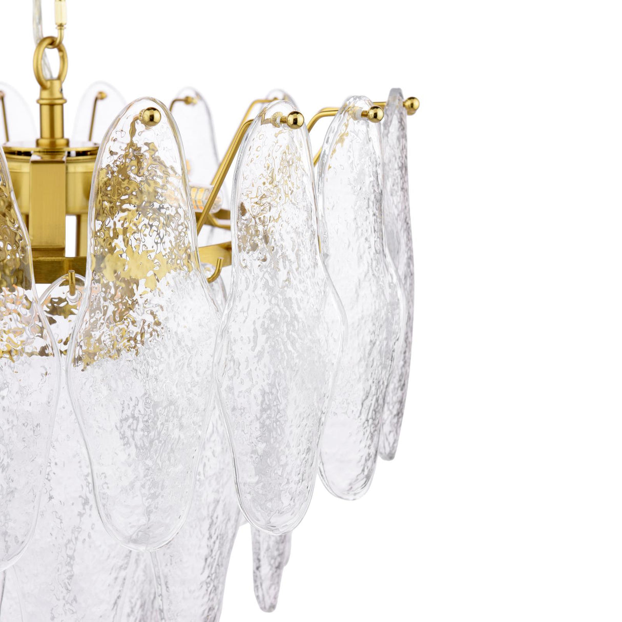 Dar Kimmia 6 Light Pendant Chandelier Natural Brass and Textured Glass