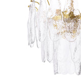 Dar Kimmia 6 Light Pendant Chandelier Natural Brass and Textured Glass