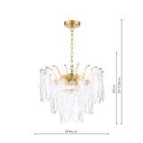 Dar Kimmia 6 Light Pendant Chandelier Natural Brass and Textured Glass