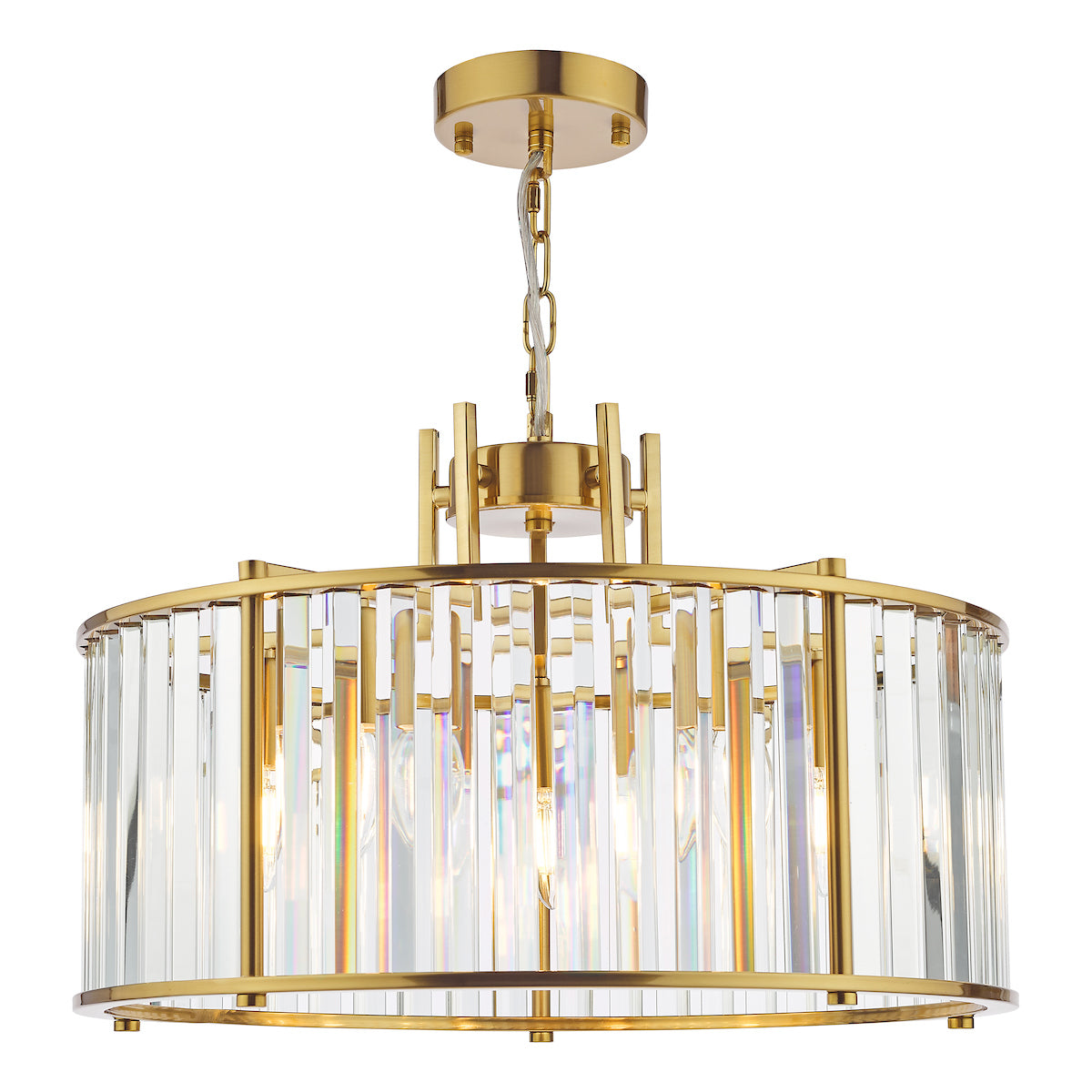 Dar Kiran 5 Light Pendant Natural Brass and Glass –  from Amos Lighting + Home