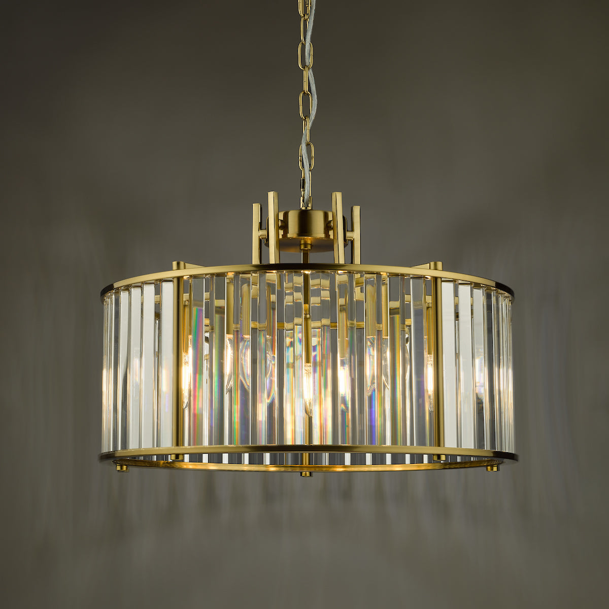 Dar Kiran 5 Light Pendant Natural Brass and Glass –  from Amos Lighting + Home