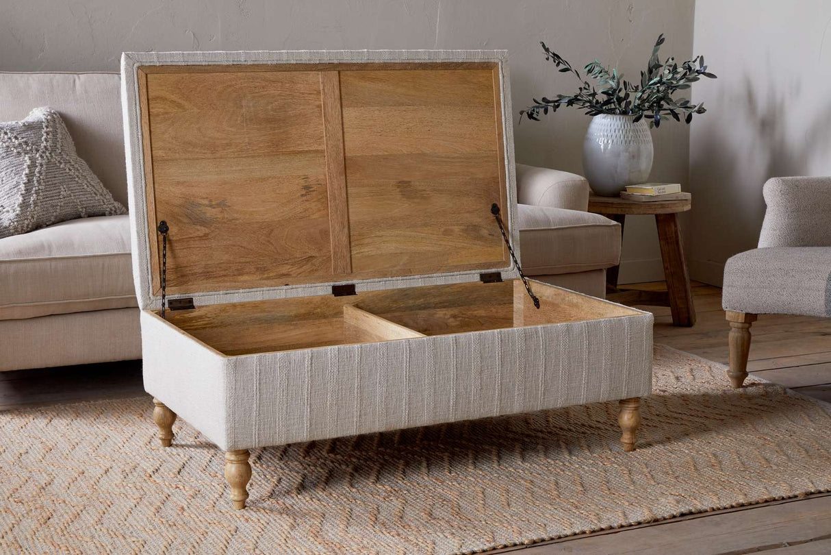 Nkuku Kiana Upholstered Storage Ottoman Natural