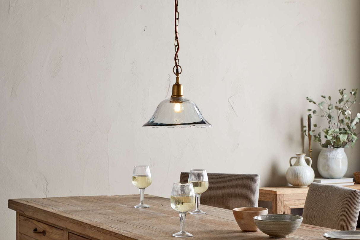 Nkuku Keju Organic Shape Recycled Glass Pendant Clear