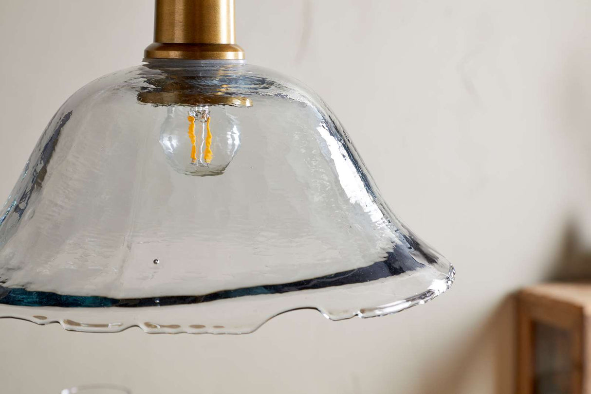 Nkuku Keju Organic Shape Recycled Glass Pendant Clear