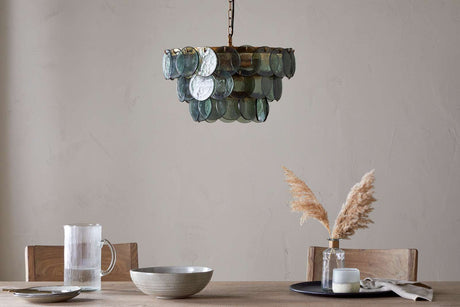 Nkuku Kagitha Recycled Glass Chandelier Green Small