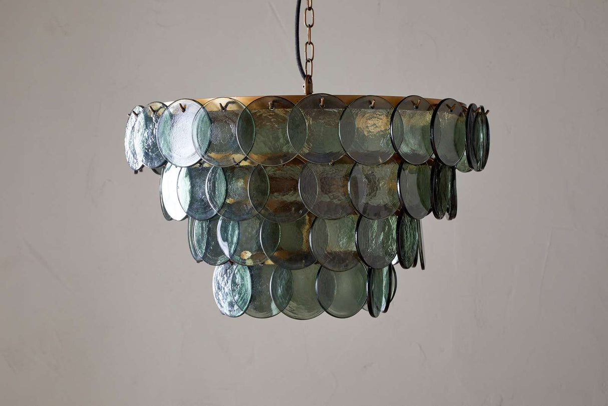 Nkuku Kagitha Recycled Glass Chandelier Green Large
