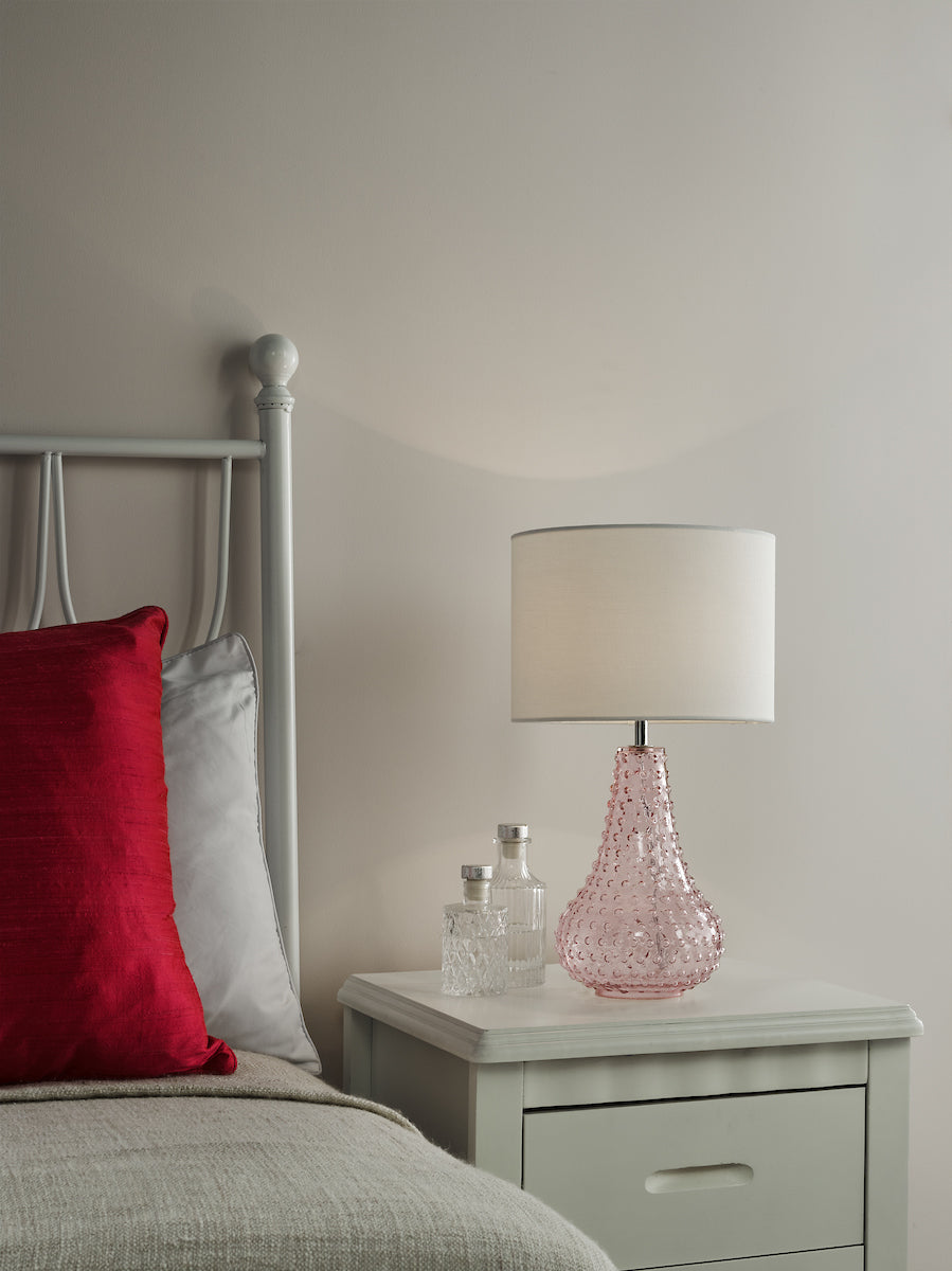 Dar Kristina Table Lamp Pink Glass With Shade –  from Amos Lighting + Home