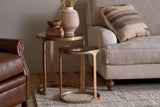 Nkuku Khidki Cast Metal & Glass Nesting Side Tables Antique Brass (Set of 2)
