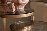 Nkuku Khidki Cast Metal & Glass Nesting Side Tables Antique Brass (Set of 2)