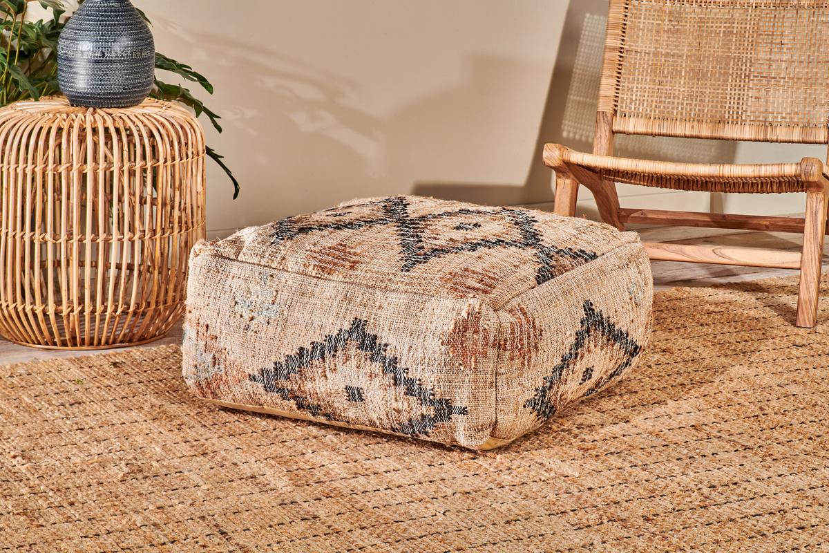 Nkuku Kesu Kilim Footstool Natural Large