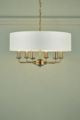 Laura Ashley Sorrento 6lt Pendant Antique Brass with Ivory Shade –  from Amos Lighting + Home